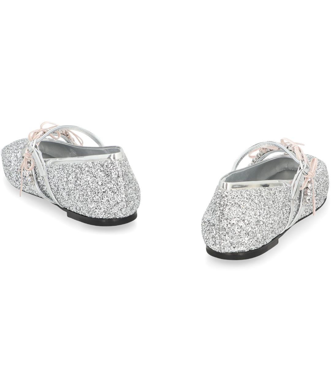 JIMMY CHOO Серебряные кожаные балетки, фото 4