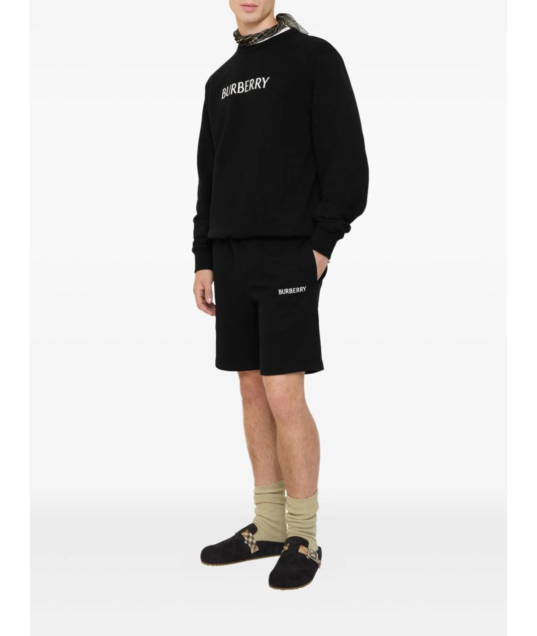BURBERRY Черные хлопковые шорты, фото 2