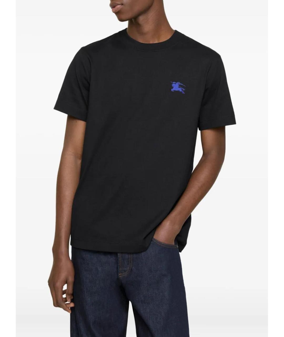 BURBERRY Черная хлопковая футболка, фото 2