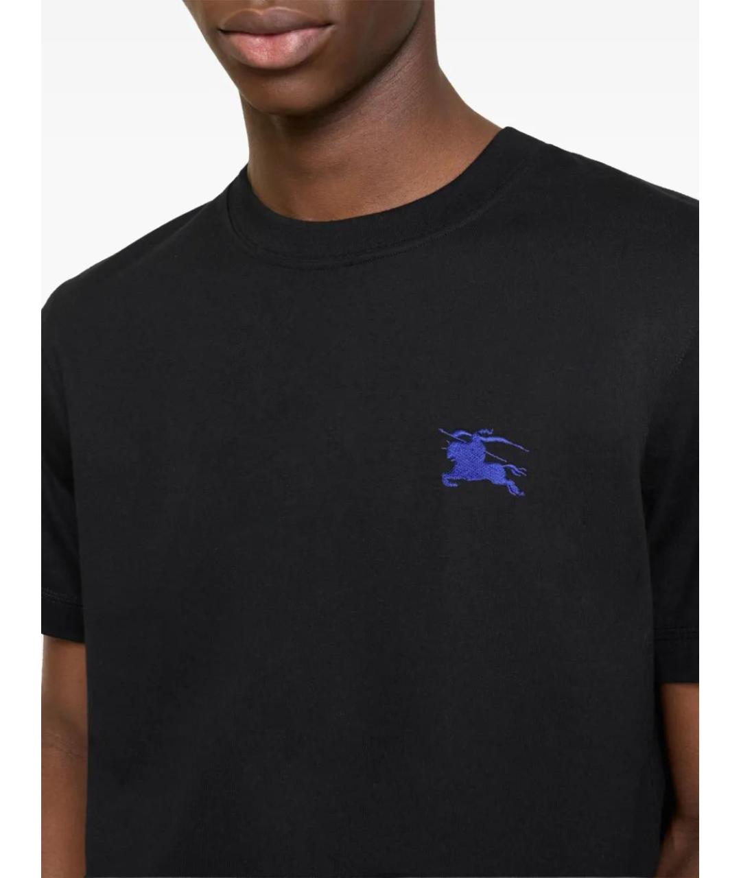BURBERRY Черная хлопковая футболка, фото 3