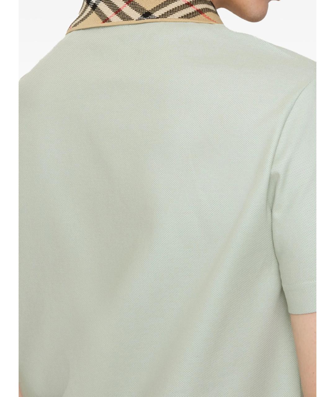 BURBERRY Зеленые хлопковое поло с коротким рукавом, фото 3