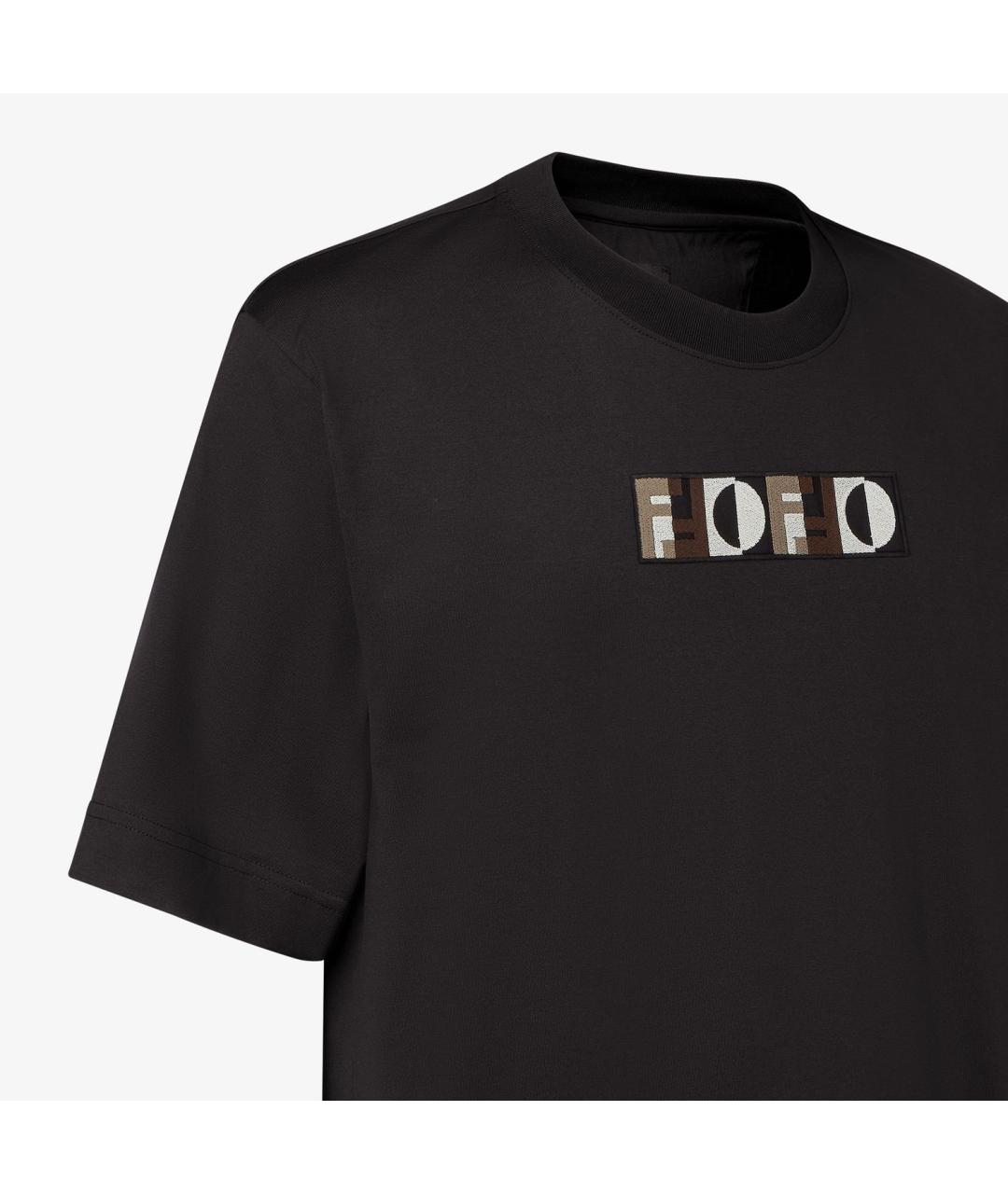 FENDI Черная хлопковая футболка, фото 3
