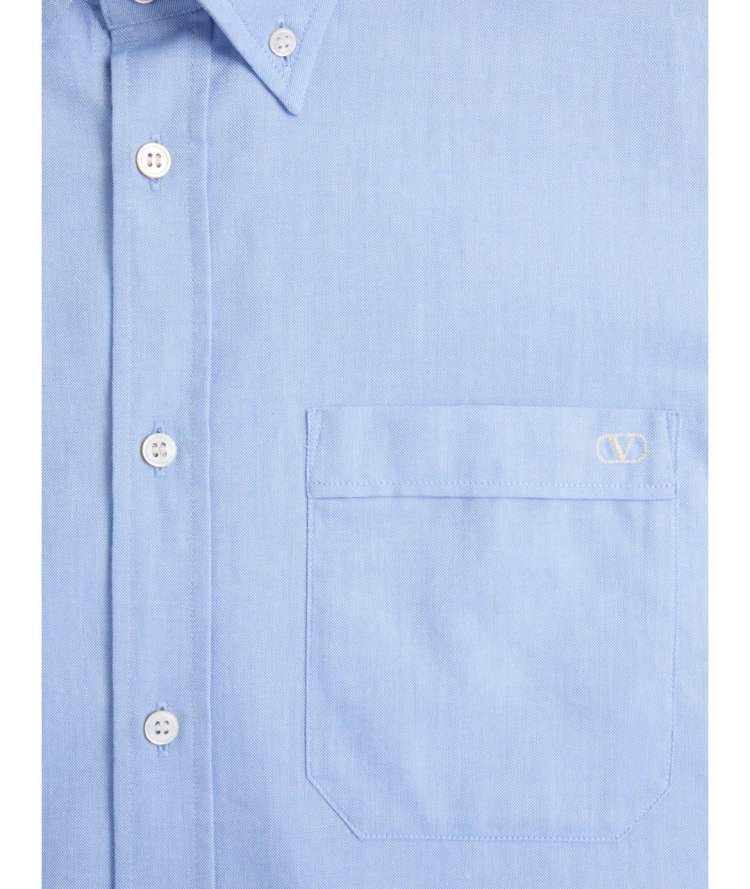 VALENTINO Голубая хлопковая классическая рубашка, фото 5