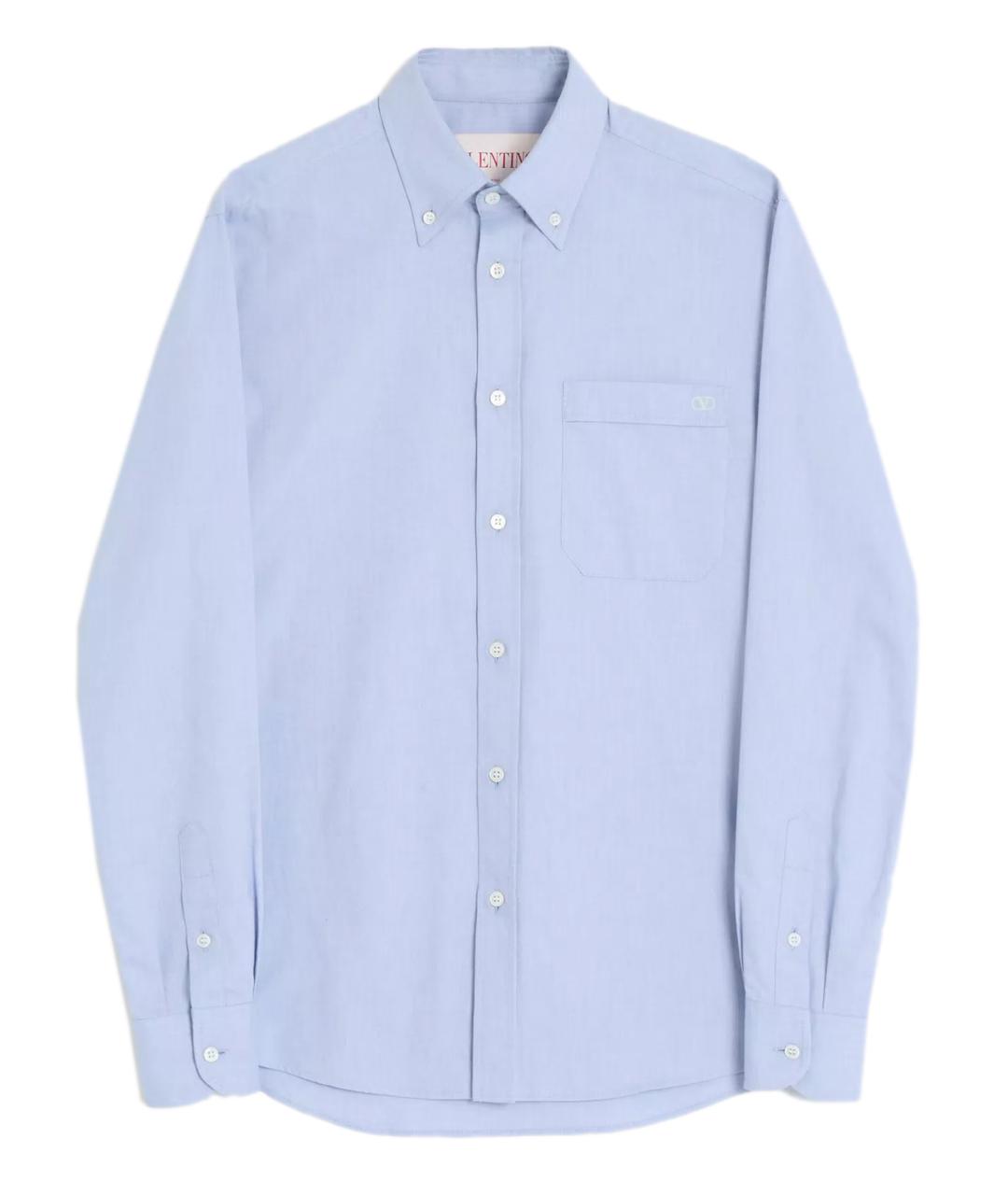 VALENTINO Голубая хлопковая классическая рубашка, фото 1