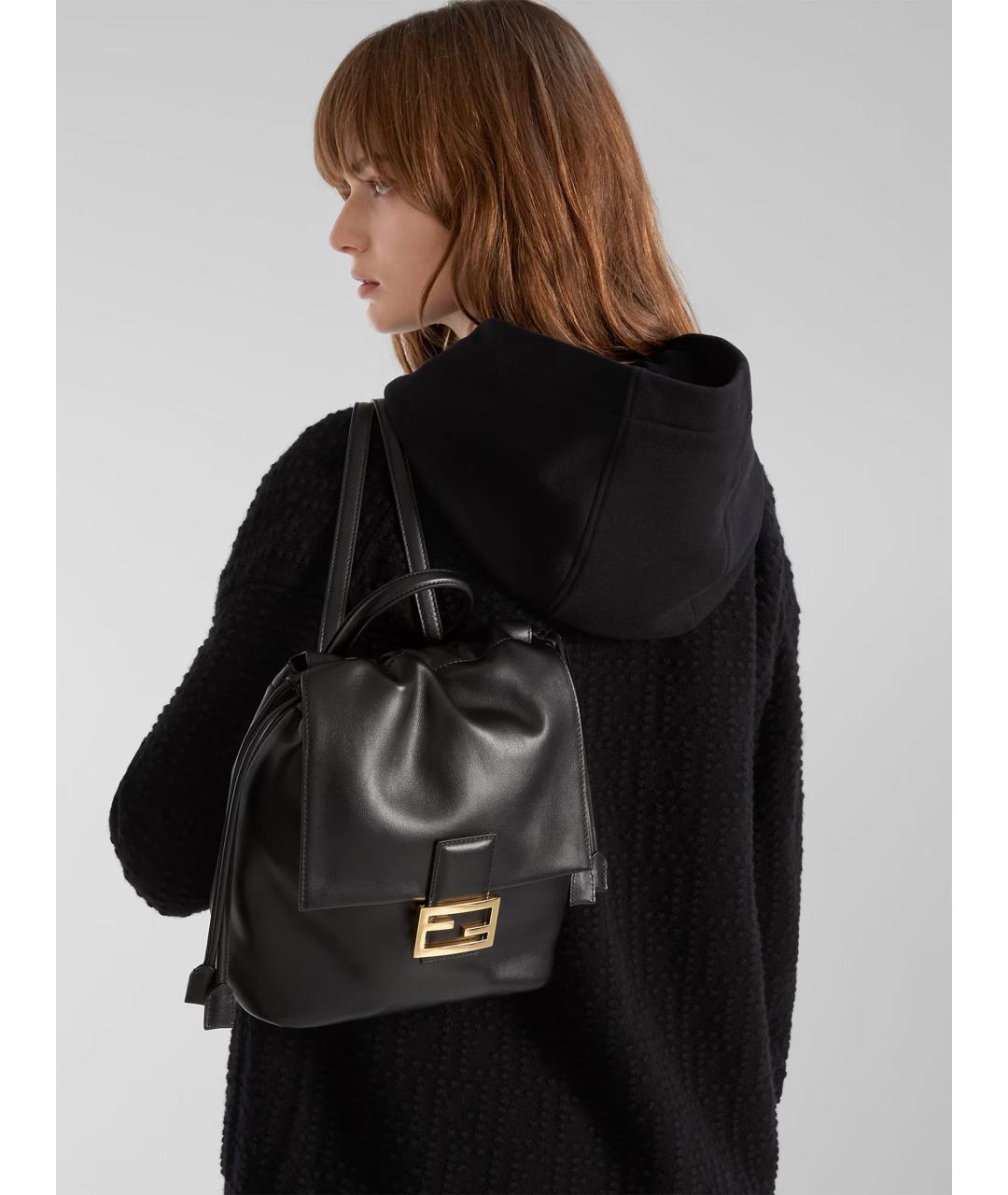FENDI Черный кожаный рюкзак, фото 2