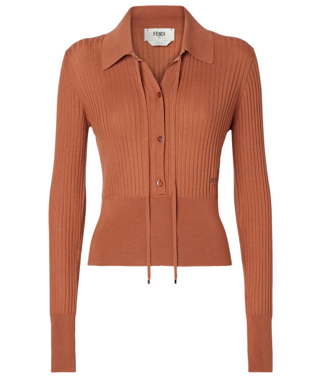 FENDI Коричневый шерстяной джемпер / свитер, фото 1