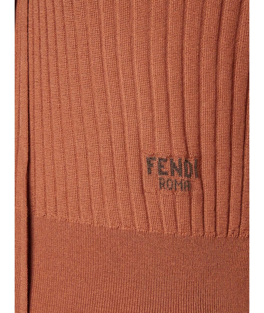 FENDI Коричневый шерстяной джемпер / свитер, фото 3