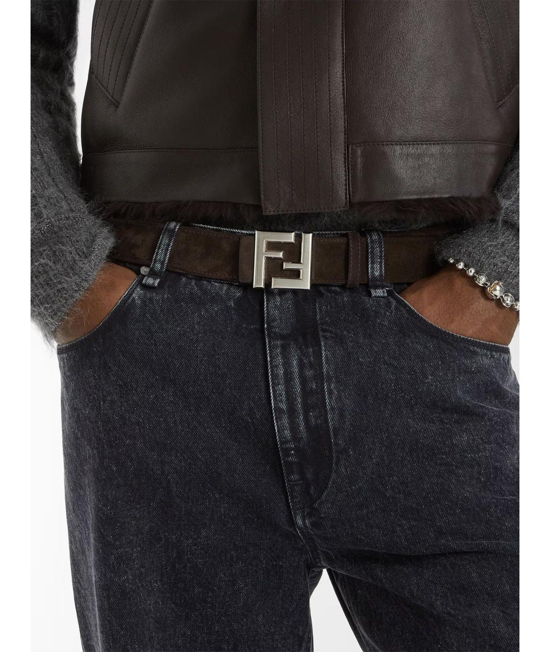 FENDI Коричневый кожаный ремень, фото 3