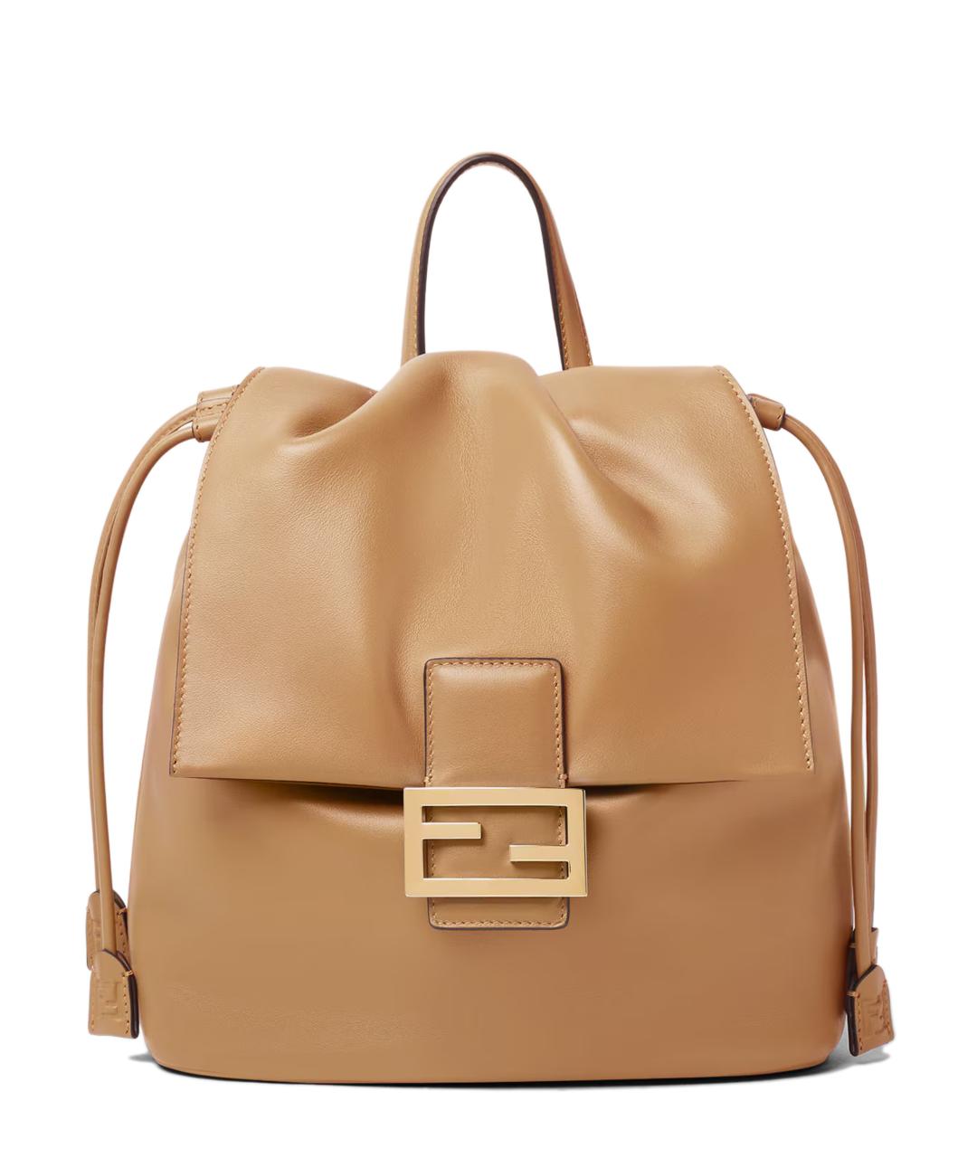 FENDI Бежевый кожаный рюкзак, фото 1