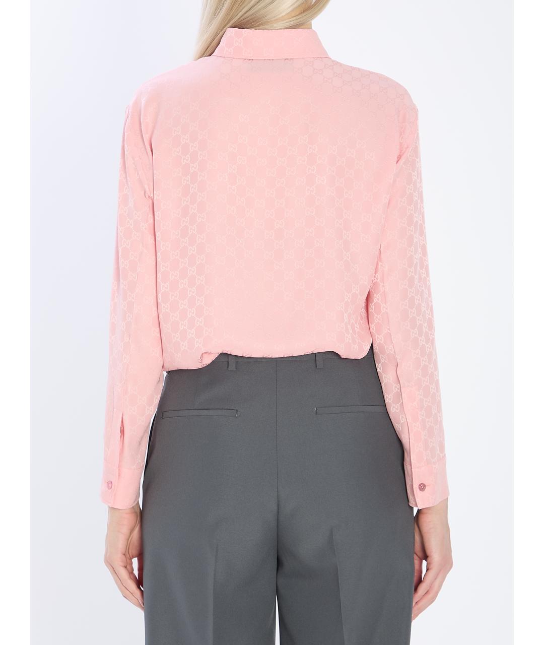 GUCCI Розовая шелковая рубашка, фото 5
