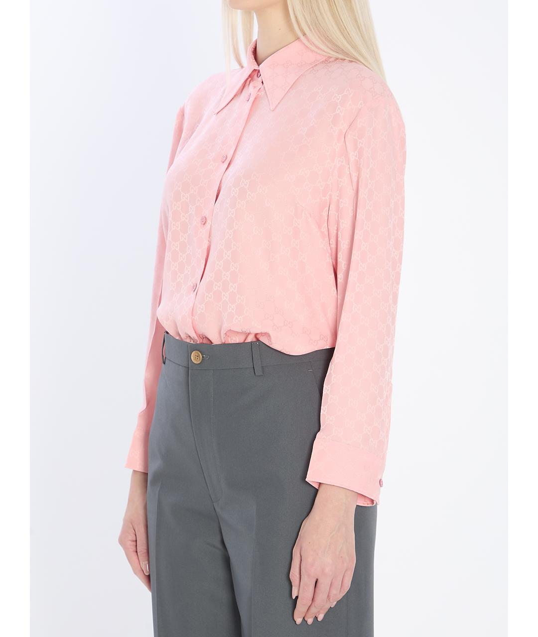 GUCCI Розовая шелковая рубашка, фото 3