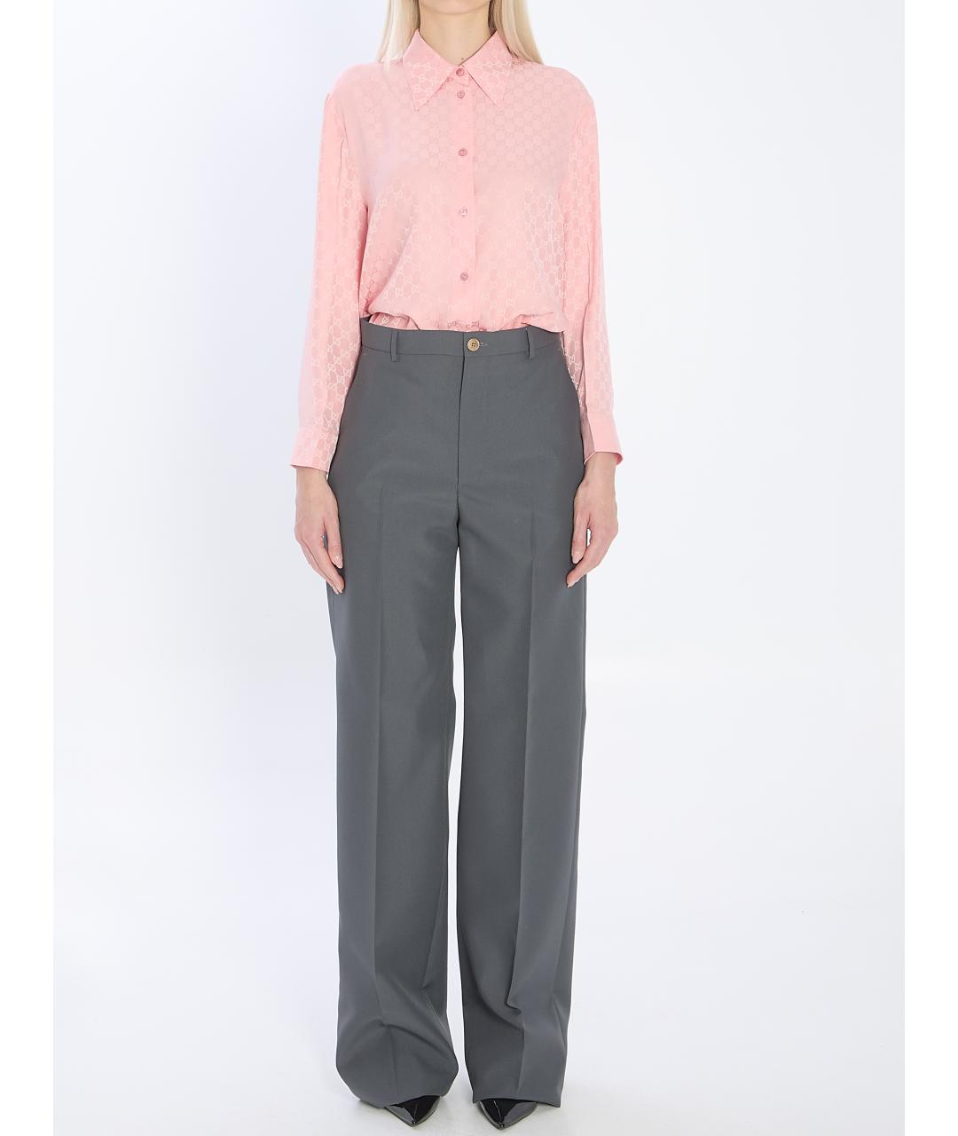 GUCCI Розовая шелковая рубашка, фото 6