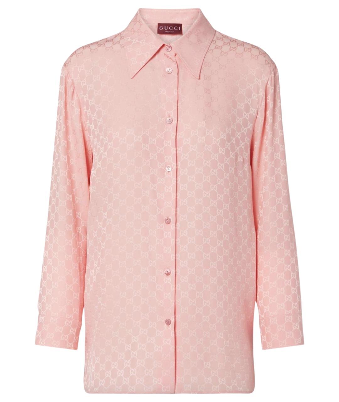 GUCCI Розовая шелковая рубашка, фото 1