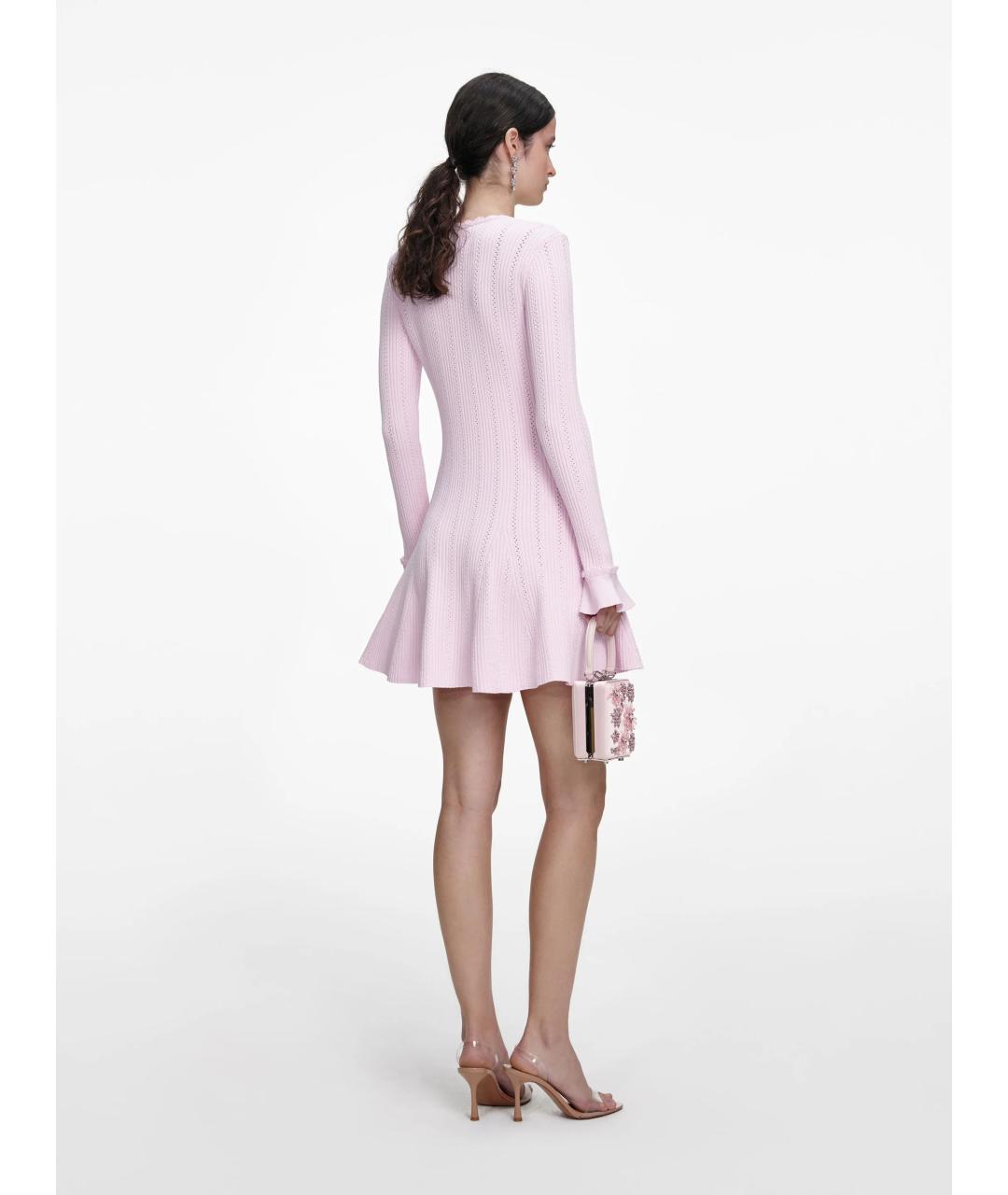 SELF-PORTRAIT Розовое вискозное повседневное платье, фото 4