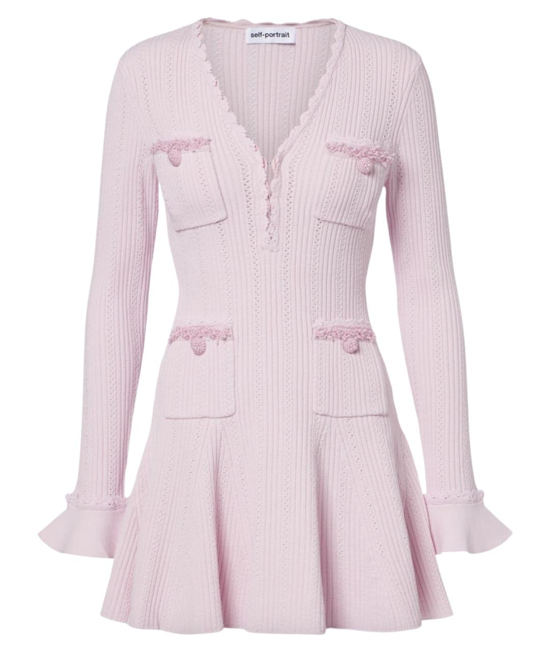 SELF-PORTRAIT Розовое вискозное повседневное платье, фото 1