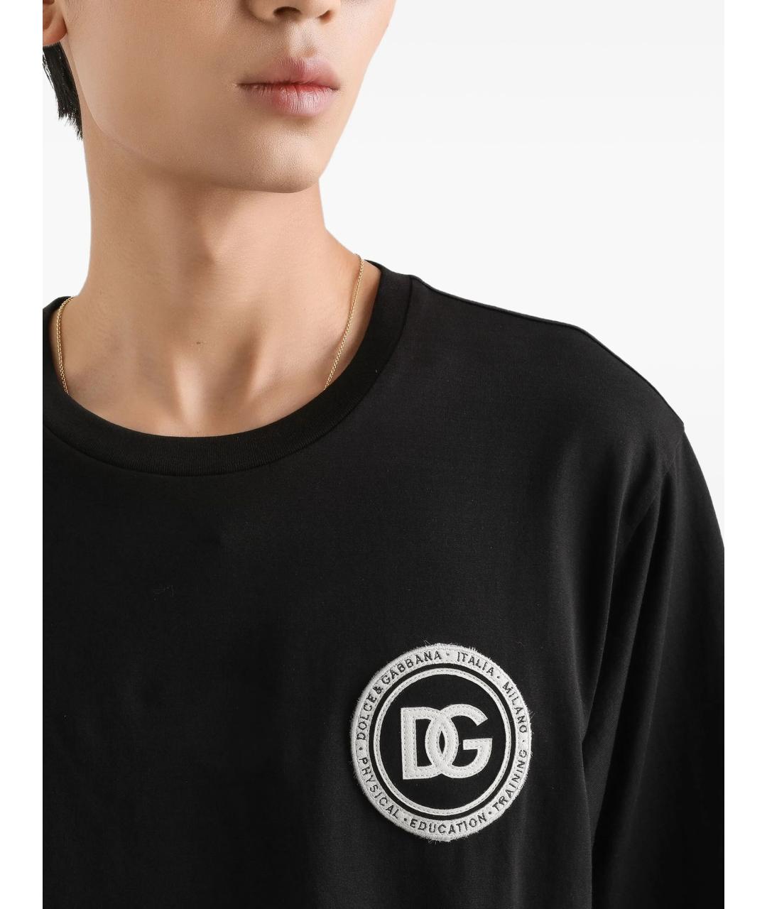 DOLCE&GABBANA Черная хлопковая футболка, фото 5