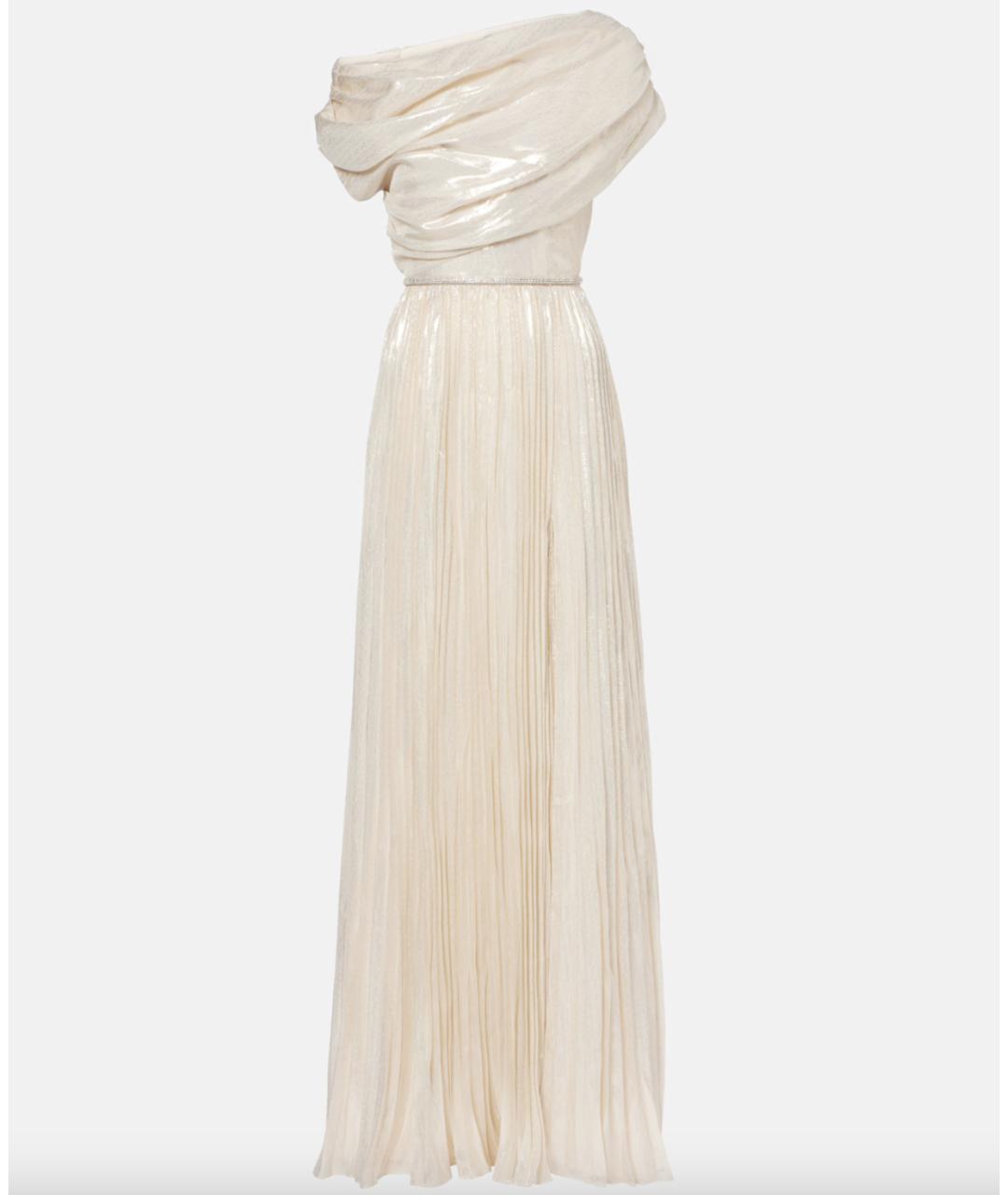 SELF-PORTRAIT Золотое шелковое вечернее платье, фото 7