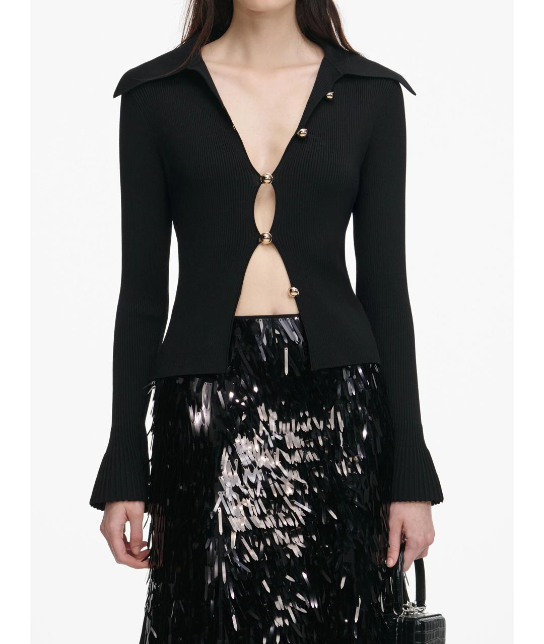 SELF-PORTRAIT Черный вискозный кардиган, фото 5