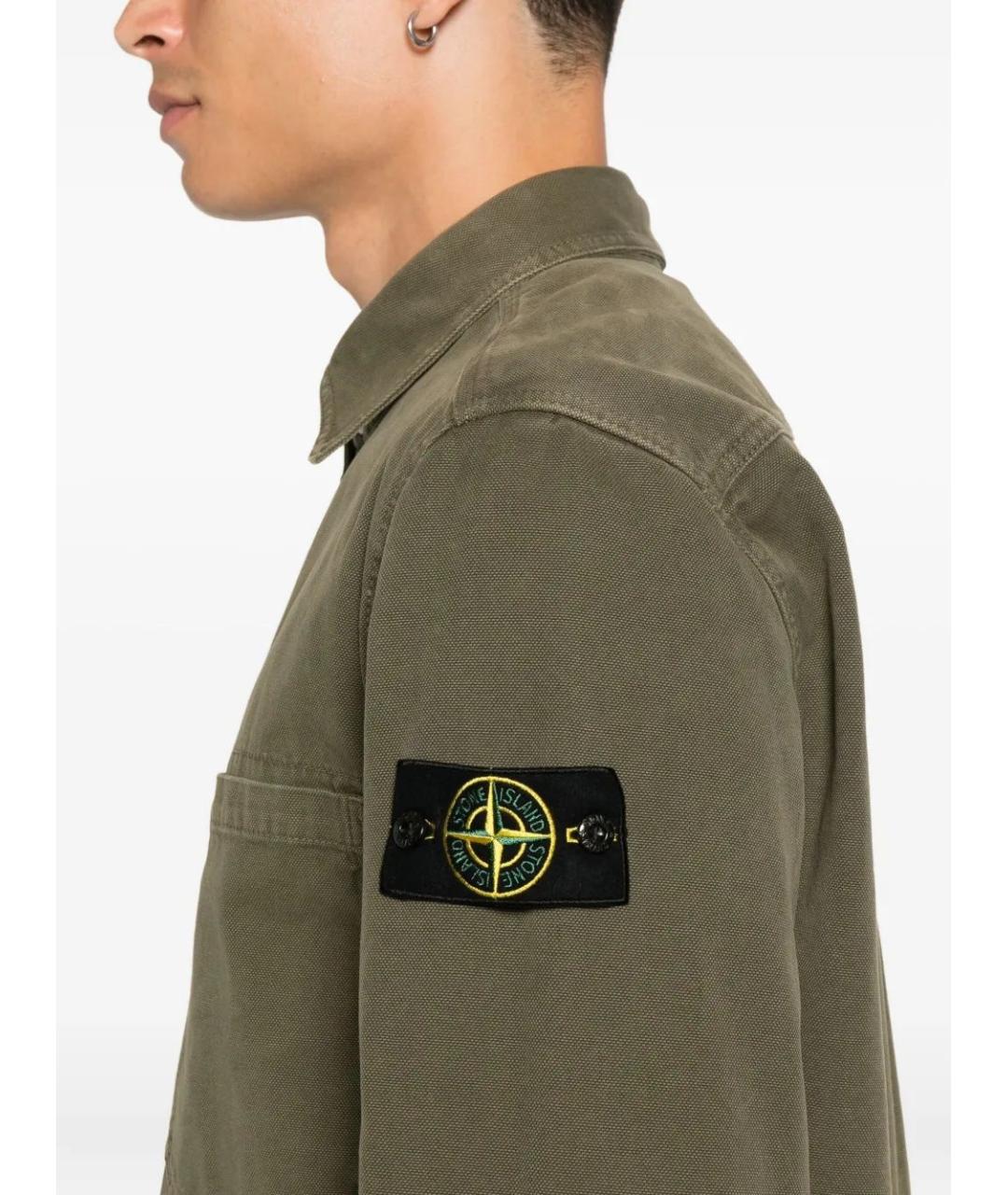 STONE ISLAND Зеленая хлопковая куртка, фото 5