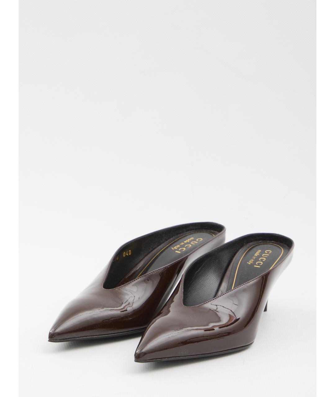 GUCCI Коричневые кожаные мюли, фото 2