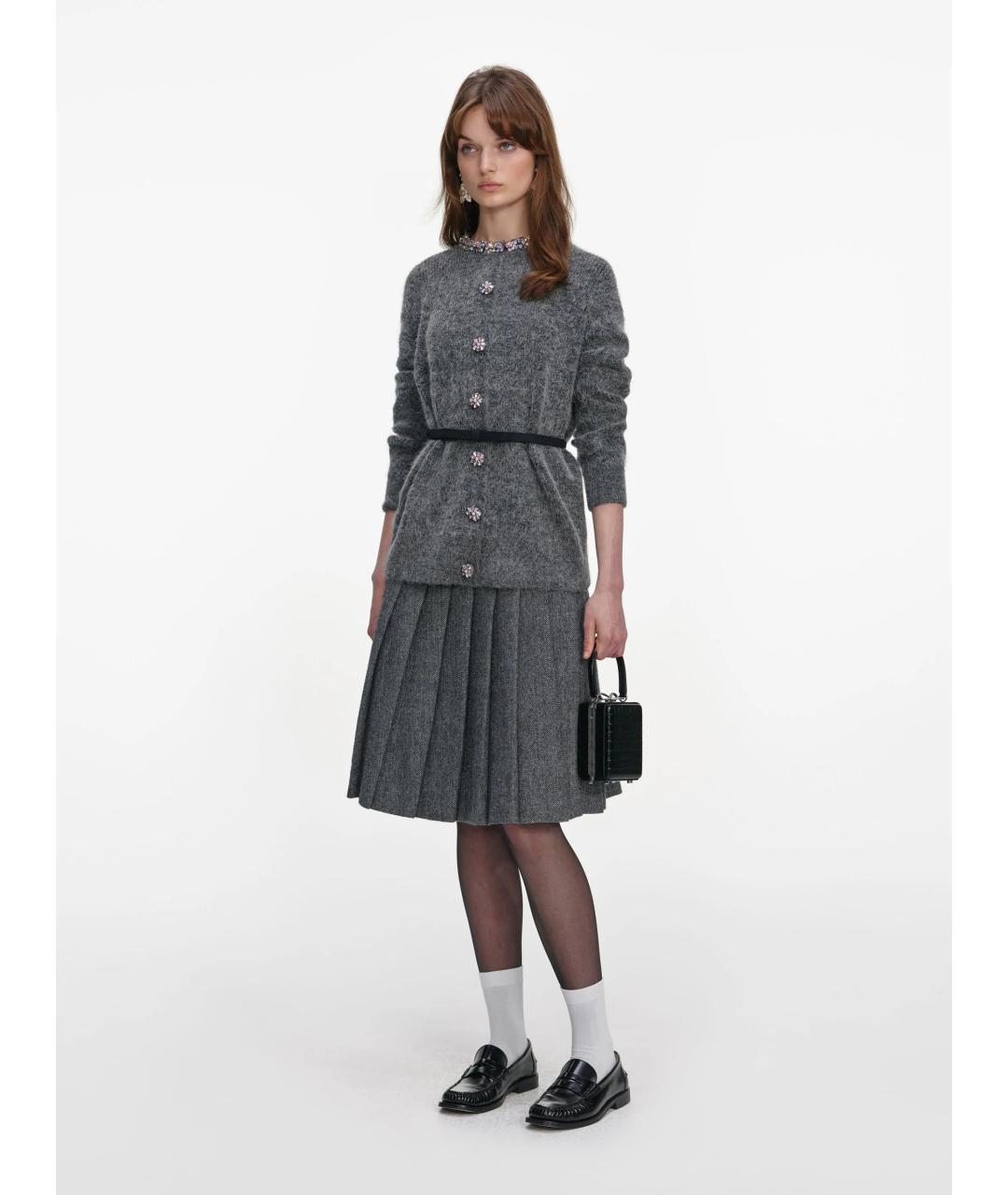 SELF-PORTRAIT Серый полиэстеровый кардиган, фото 3