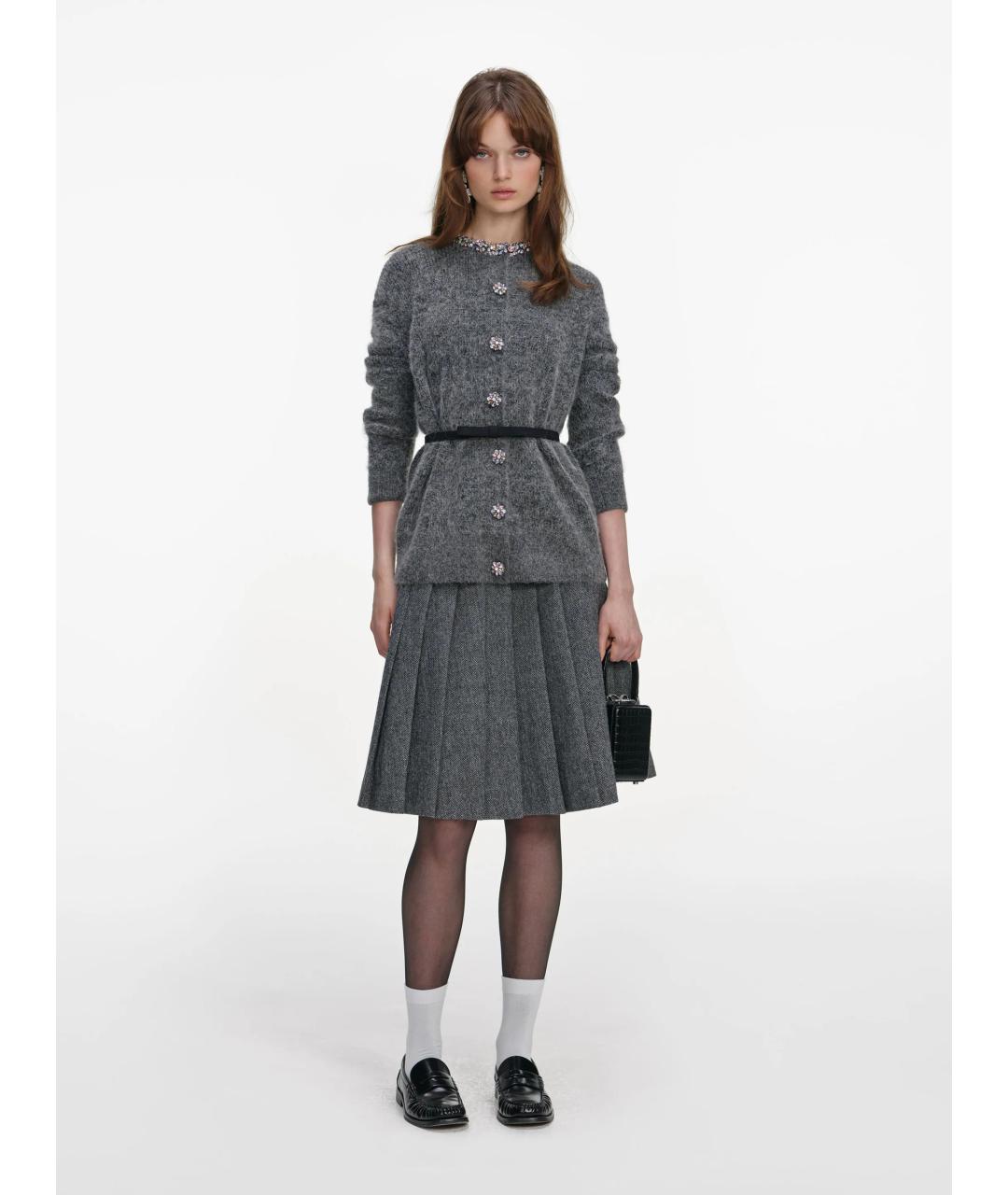 SELF-PORTRAIT Серый полиэстеровый кардиган, фото 2