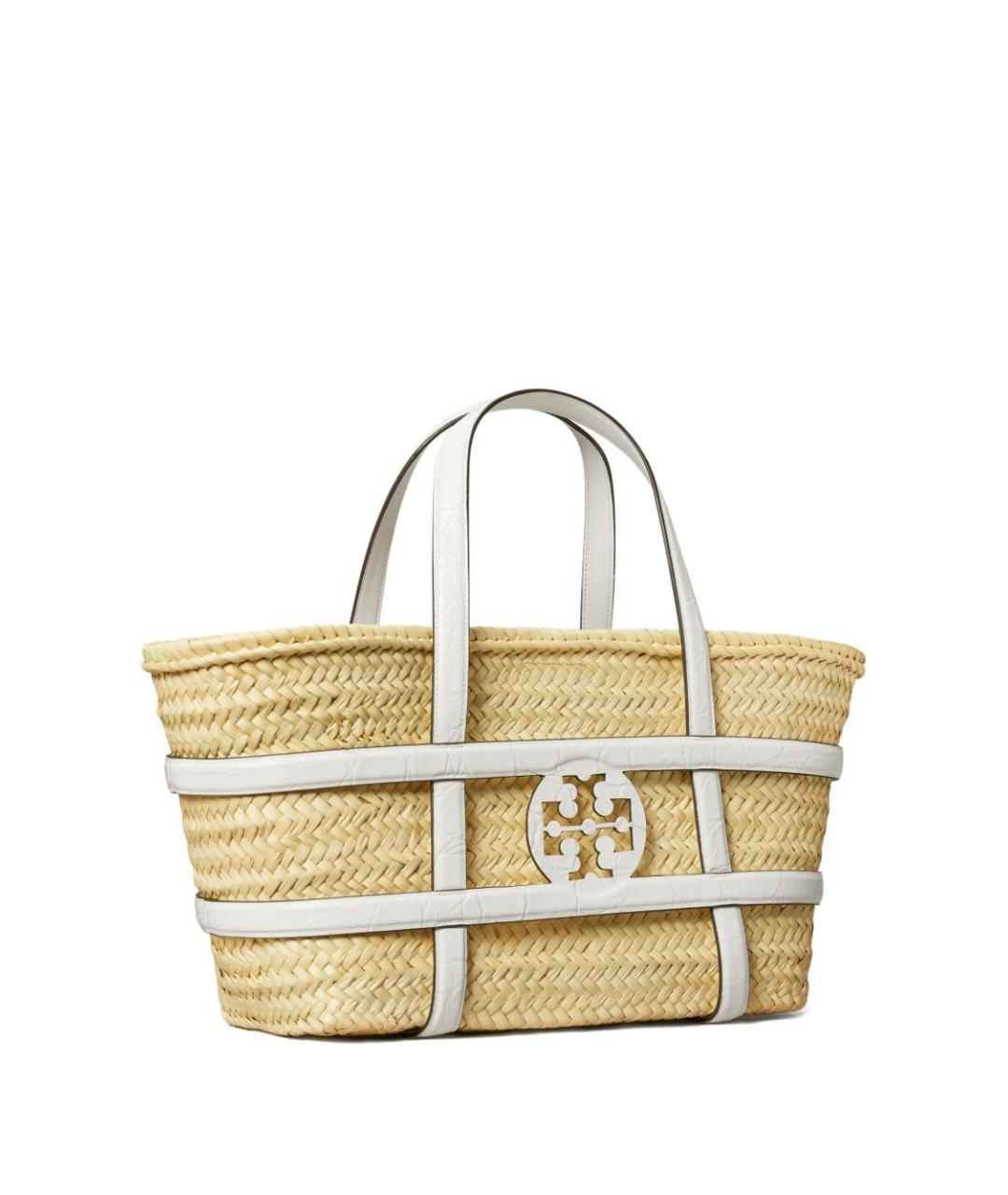 TORY BURCH Бежевая пелетеная сумка тоут, фото 3