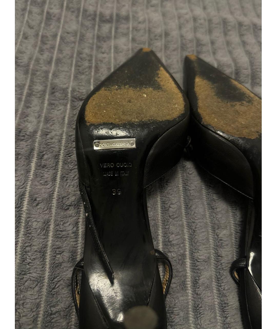 DOLCE&GABBANA Черные кожаные туфли, фото 6