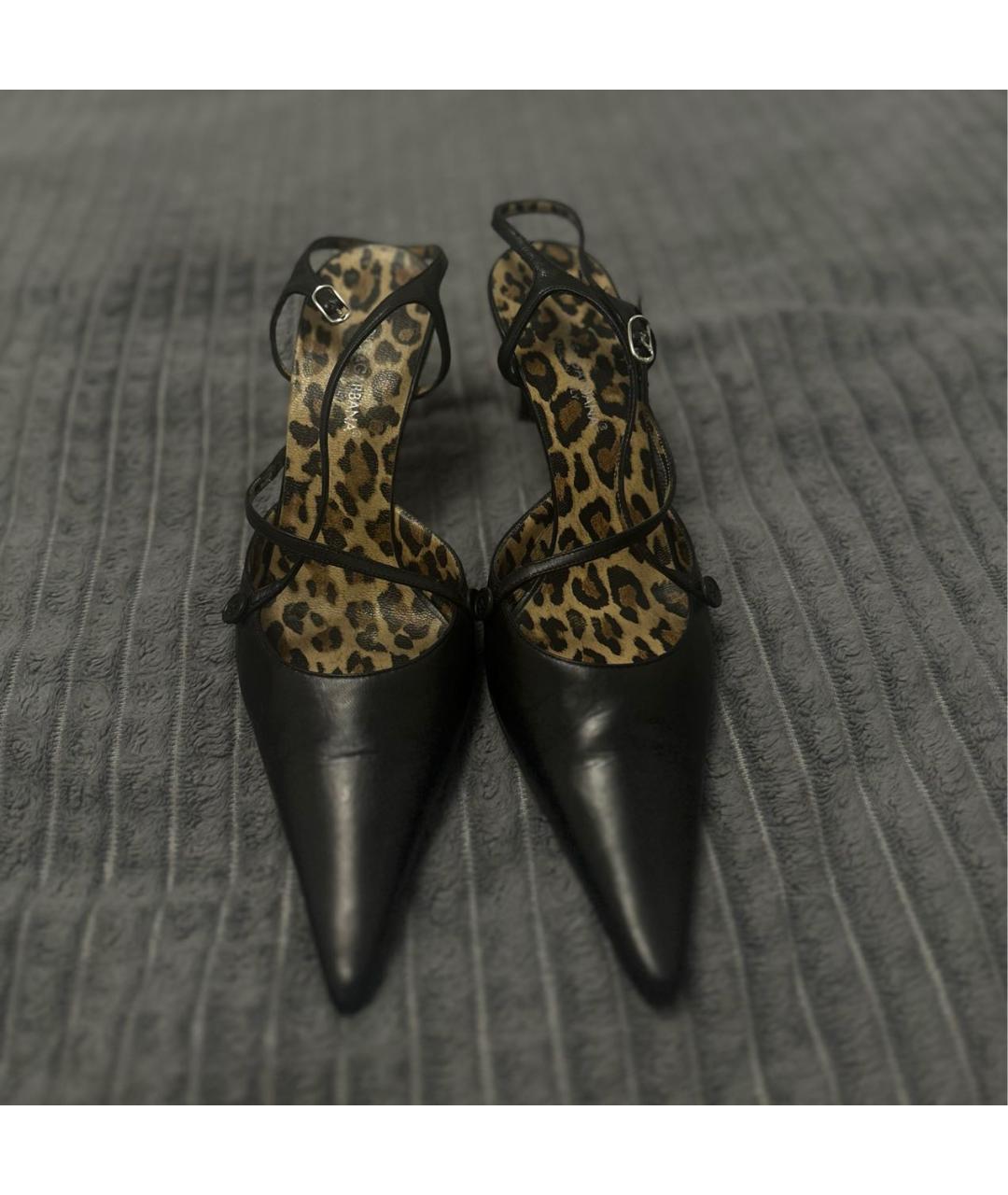 DOLCE&GABBANA Черные кожаные туфли, фото 2