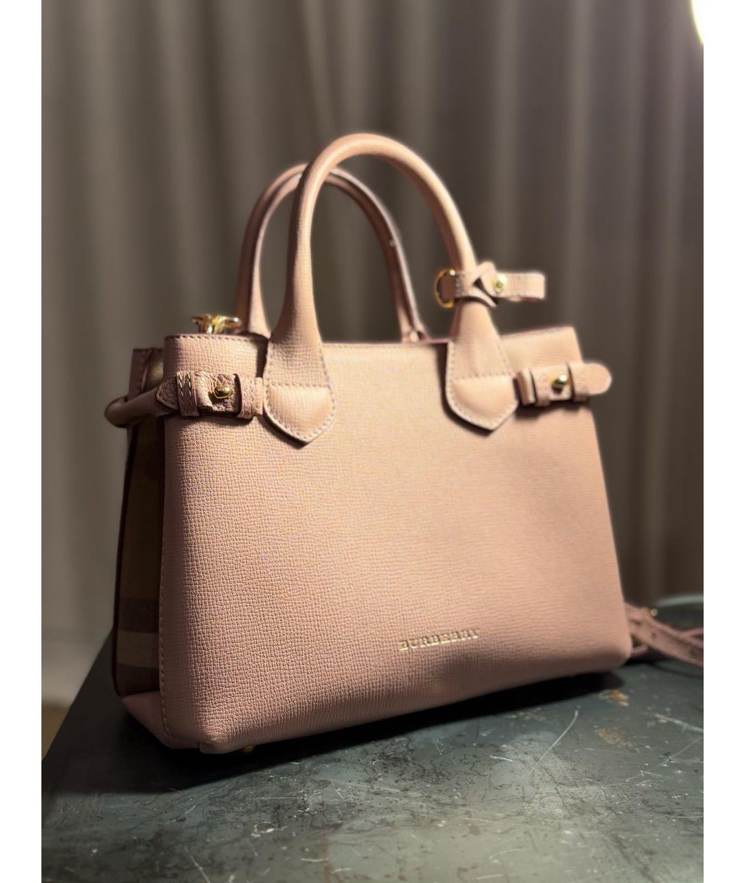 BURBERRY Розовая кожаная сумка с короткими ручками, фото 5