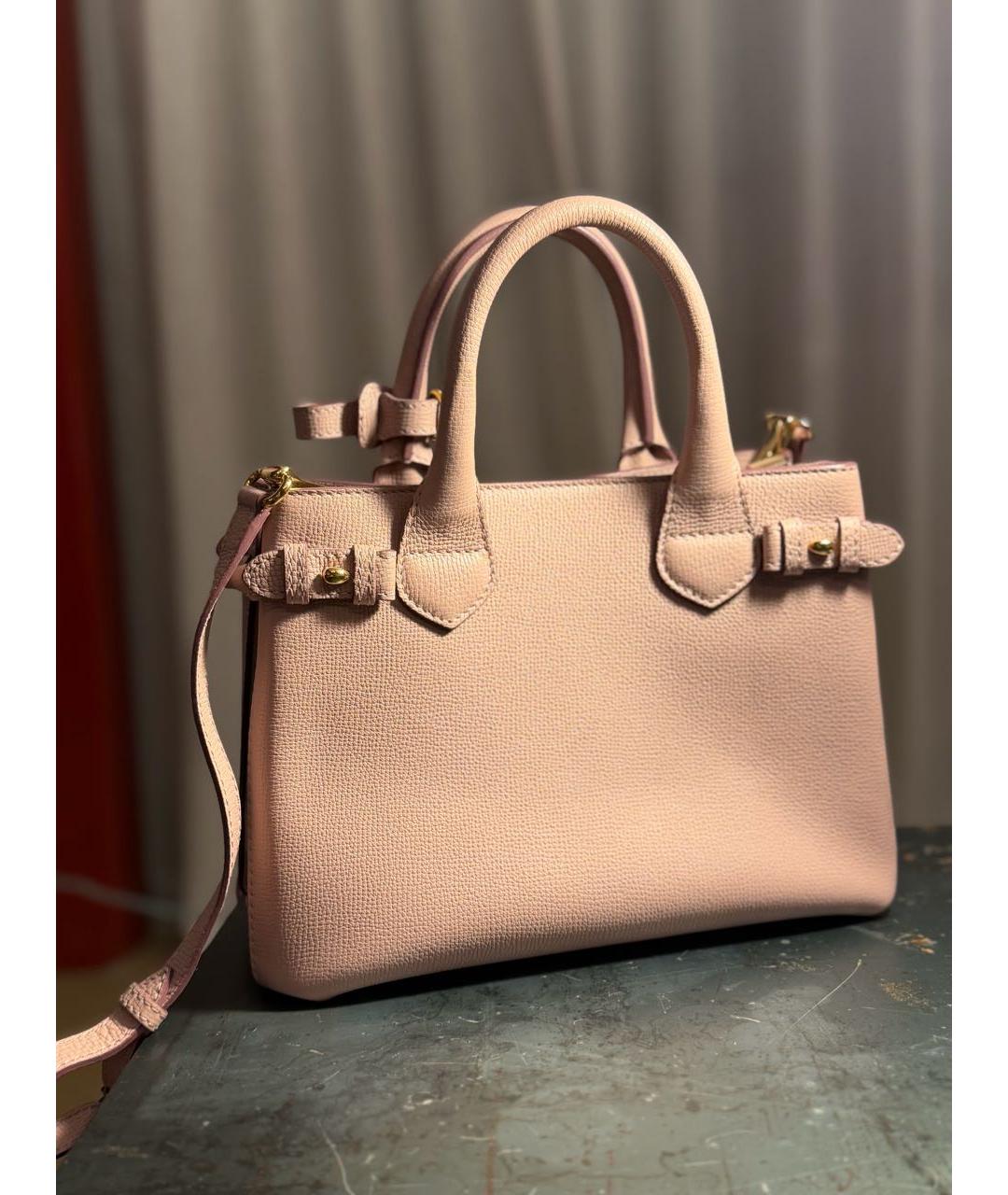 BURBERRY Розовая кожаная сумка с короткими ручками, фото 3