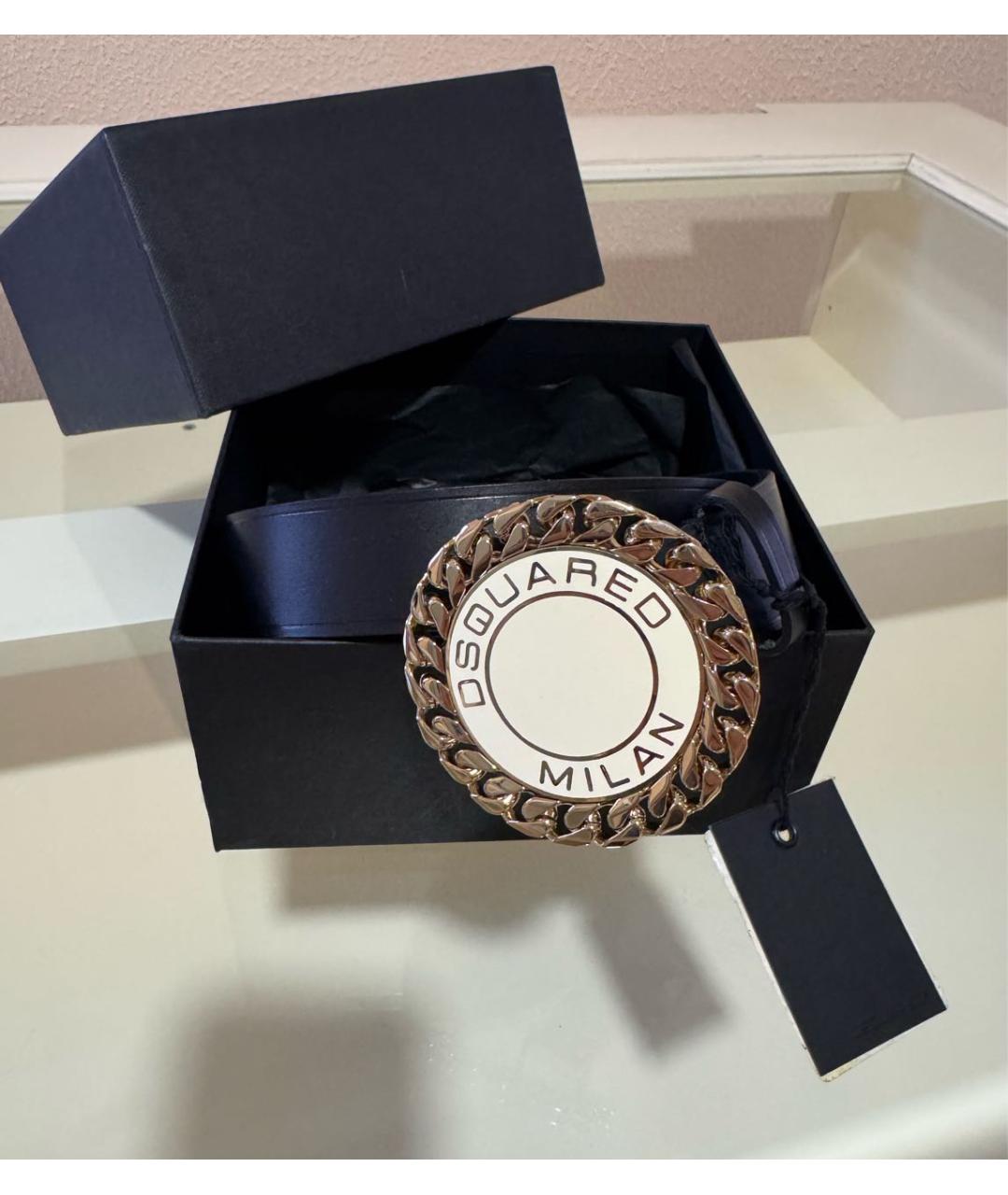 DSQUARED2 Черный кожаный ремень, фото 3