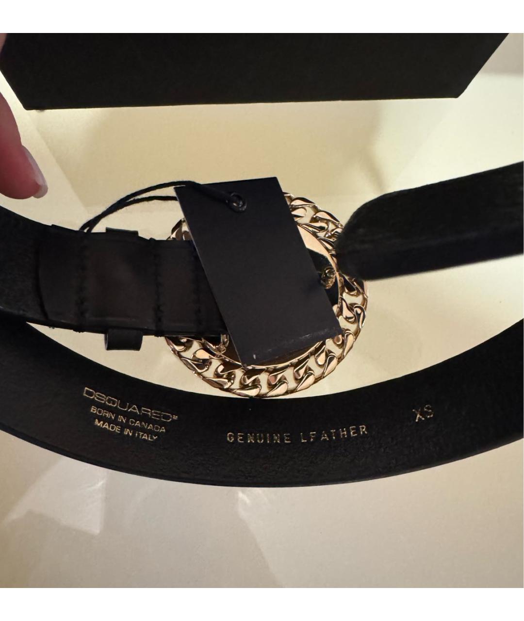 DSQUARED2 Черный кожаный ремень, фото 8