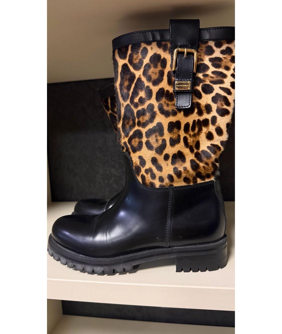 DOLCE&GABBANA Черные кожаные сапоги, фото 5