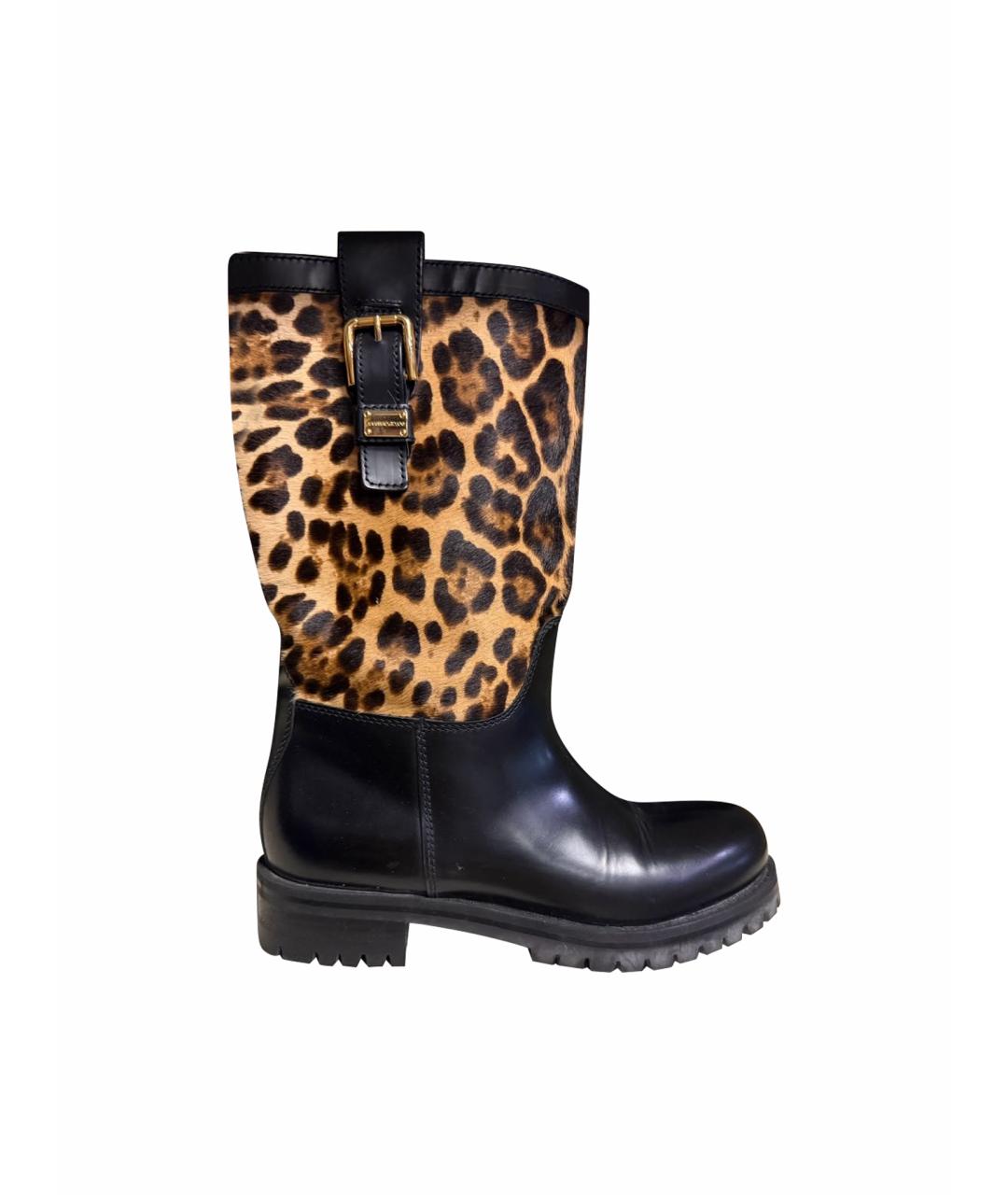 DOLCE&GABBANA Черные кожаные сапоги, фото 1