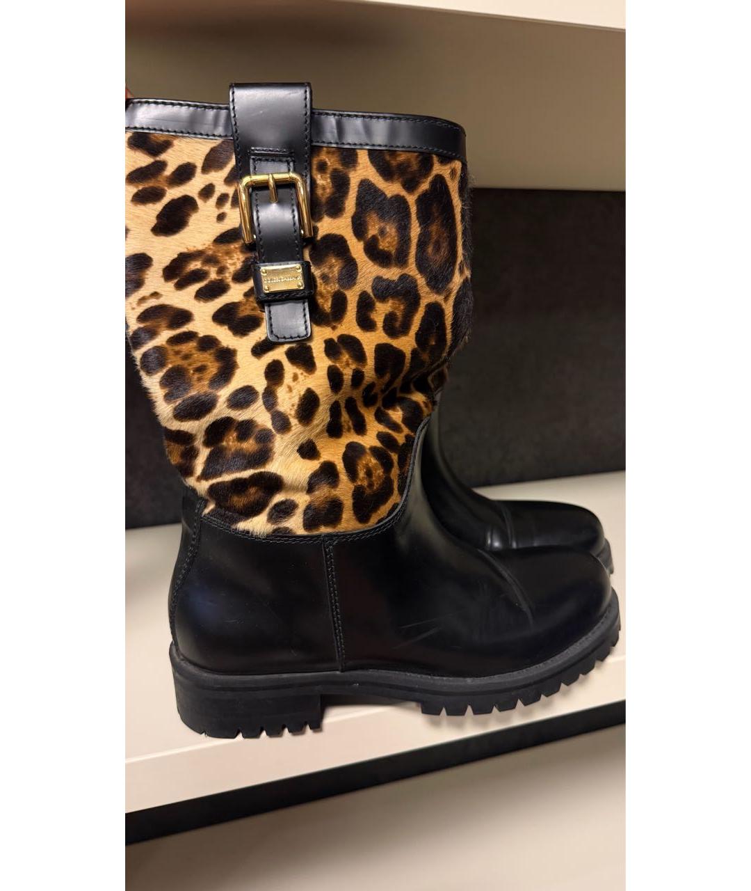 DOLCE&GABBANA Черные кожаные сапоги, фото 2