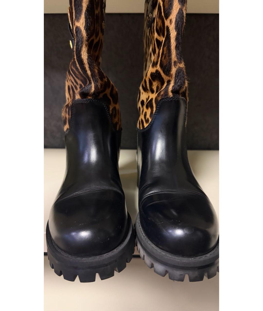 DOLCE&GABBANA Черные кожаные сапоги, фото 3