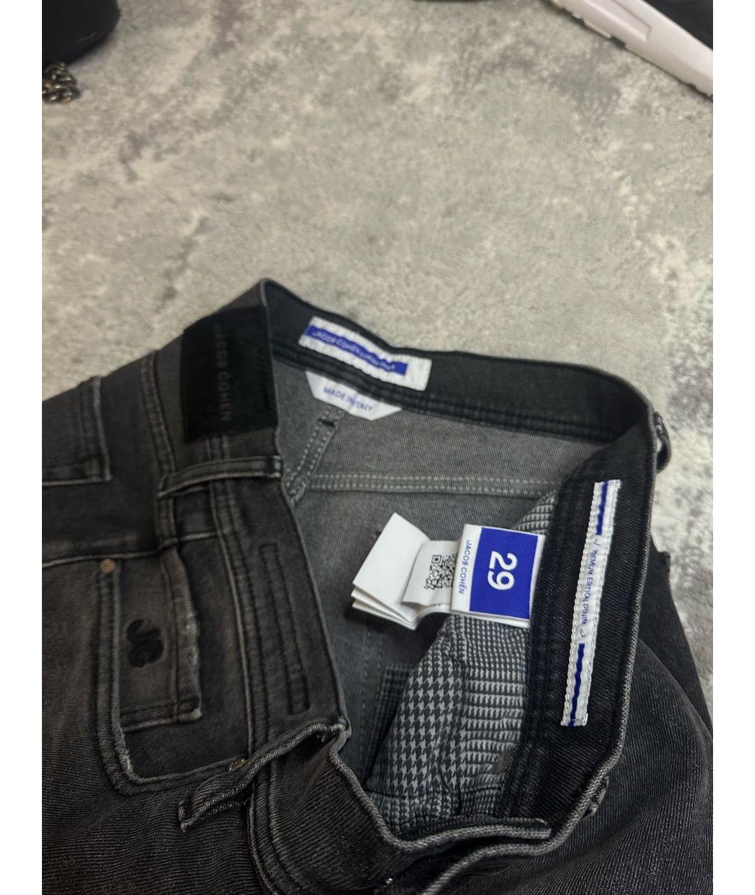 JACOB COHEN Антрацитовые хлопко-полиэстеровые прямые джинсы, фото 3