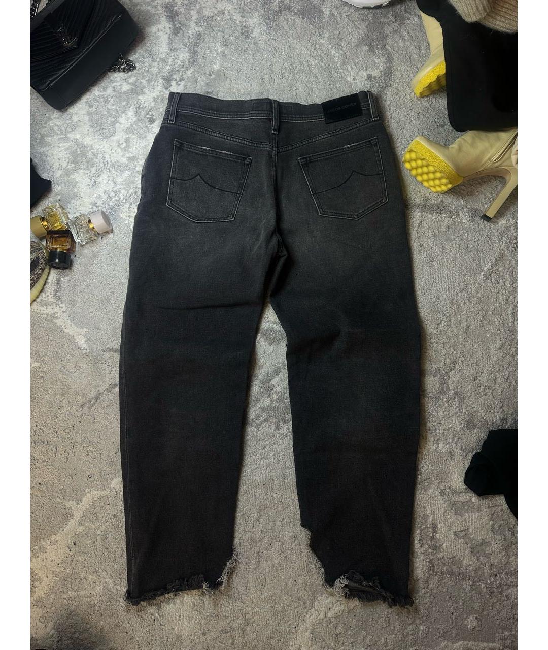 JACOB COHEN Антрацитовые хлопко-полиэстеровые прямые джинсы, фото 2