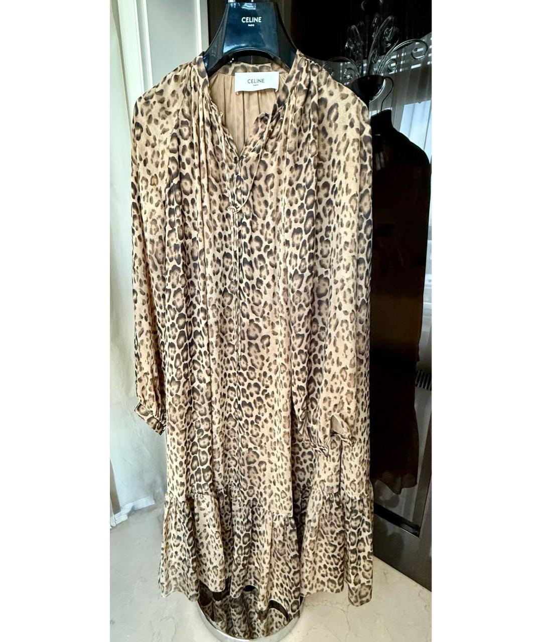 CELINE Мульти шелковое платье, фото 4