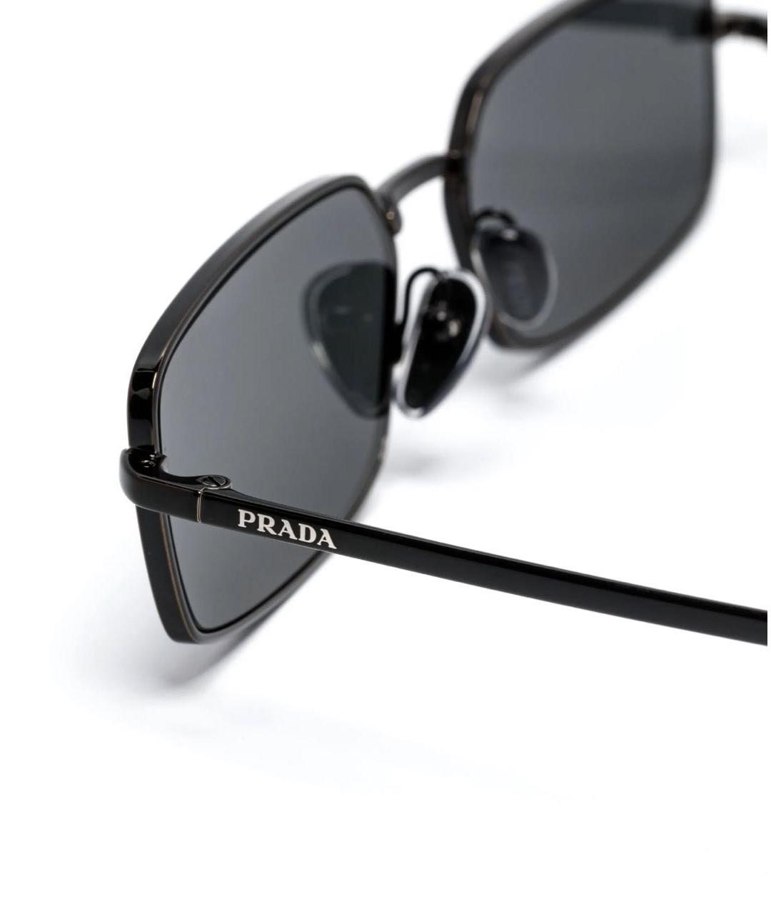 PRADA Черные металлические солнцезащитные очки, фото 2