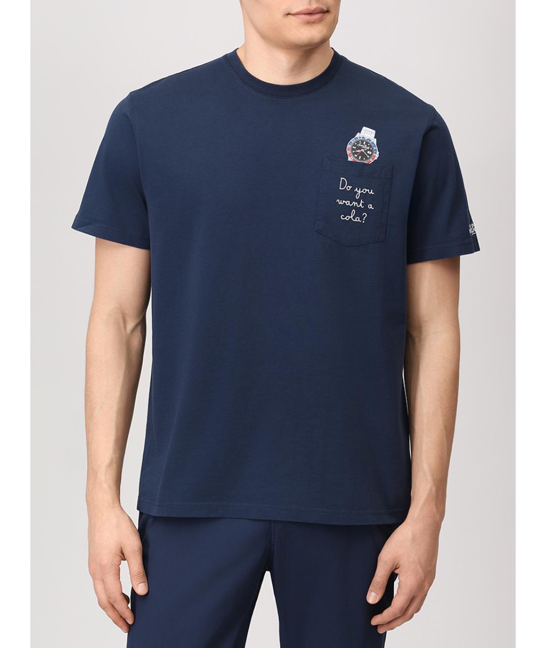 MC2 SAINT BARTH Синяя хлопковая футболка, фото 4