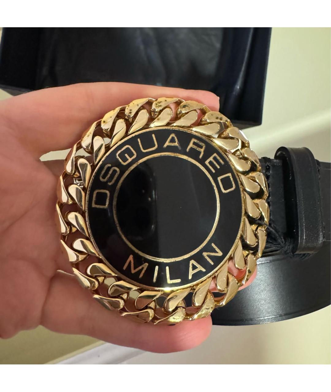 DSQUARED2 Черный кожаный ремень, фото 4