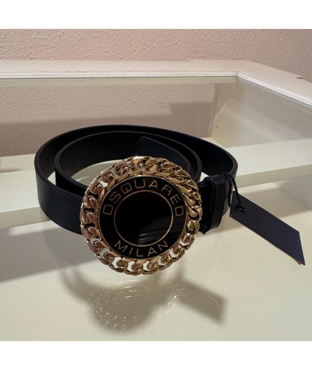DSQUARED2 Черный кожаный ремень, фото 3