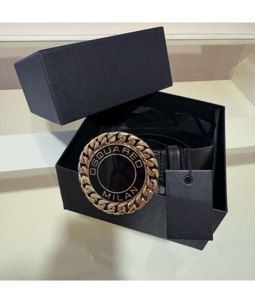 DSQUARED2 Черный кожаный ремень, фото 2