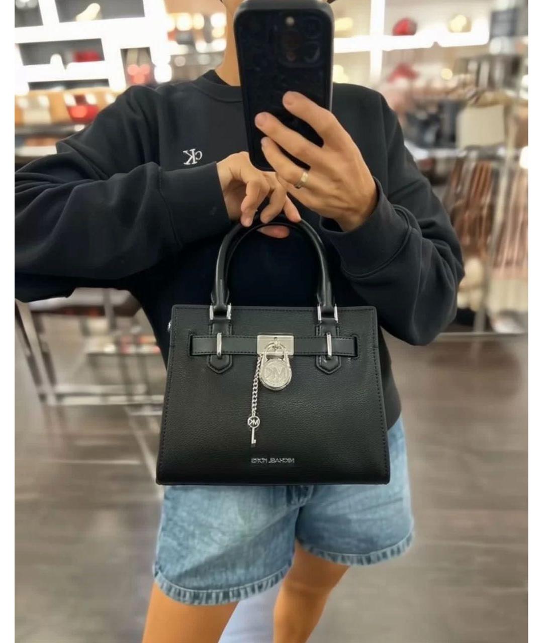 MICHAEL KORS Черная кожаная сумка с короткими ручками, фото 7