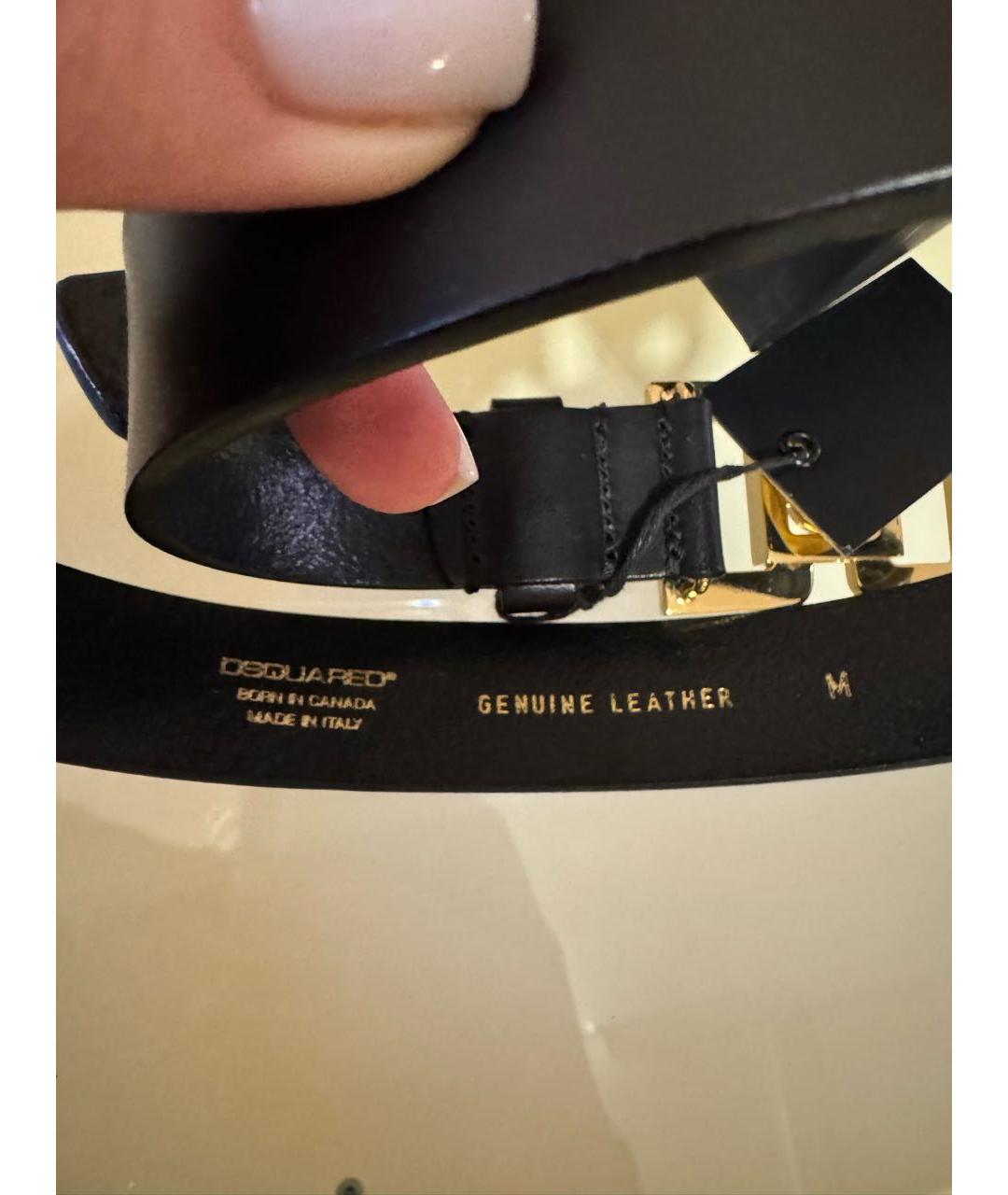 DSQUARED2 Черный кожаный ремень, фото 7