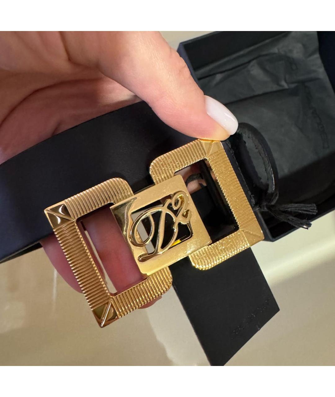 DSQUARED2 Черный кожаный ремень, фото 6