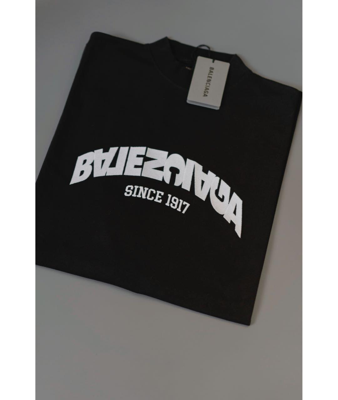 BALENCIAGA Черная хлопковая футболка, фото 3