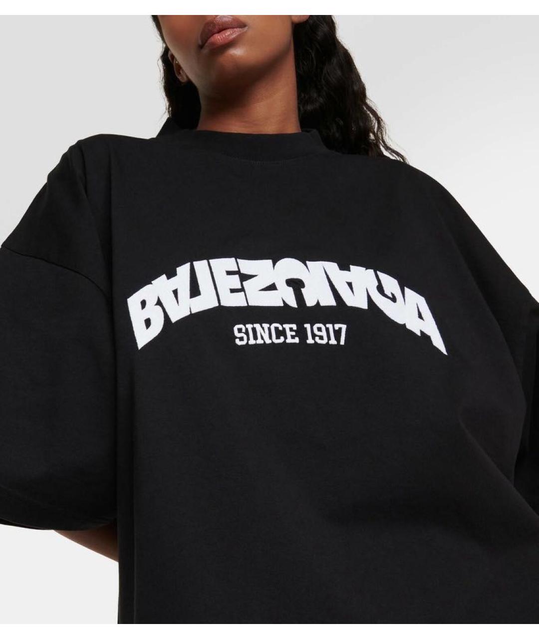 BALENCIAGA Черная хлопковая футболка, фото 4